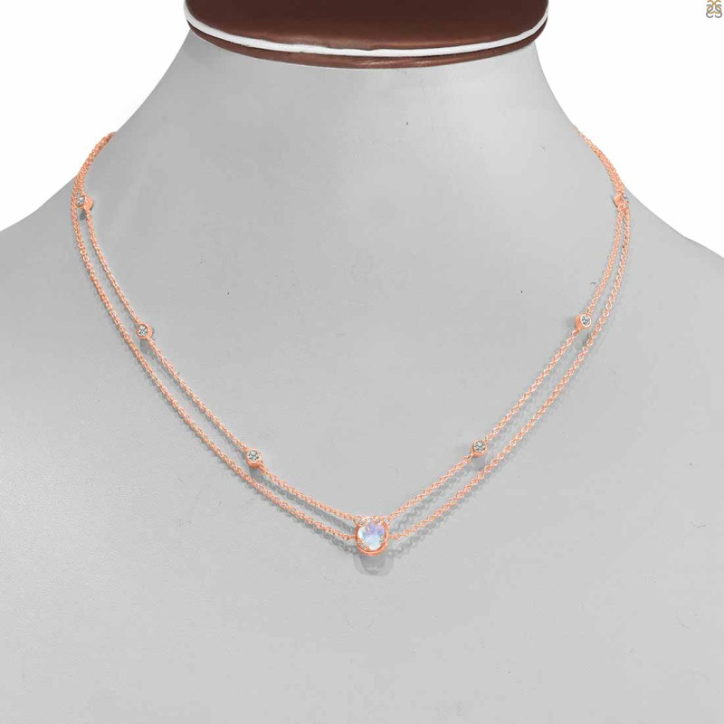 Moonstone & White Topaz Necklace RBM-RDN-400.