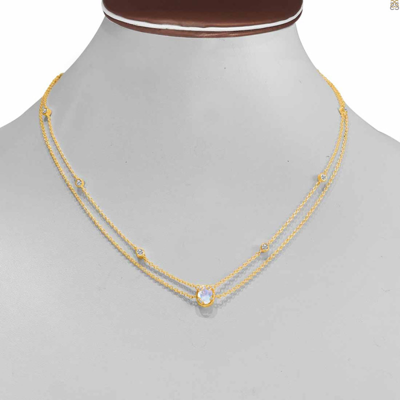 Moonstone & White Topaz Necklace RBM-RDN-400.