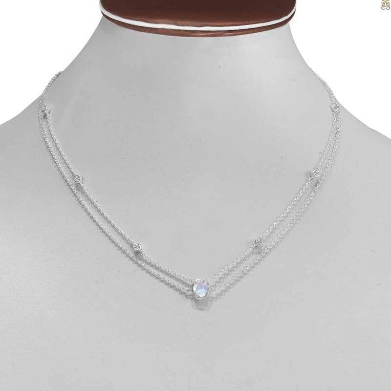 Moonstone & White Topaz Necklace RBM-RDN-400.