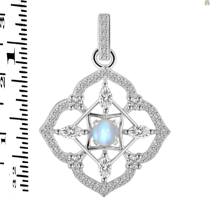 Moonstone & White Topaz Pendant RBM-RDP-797-CZ-LOOP.