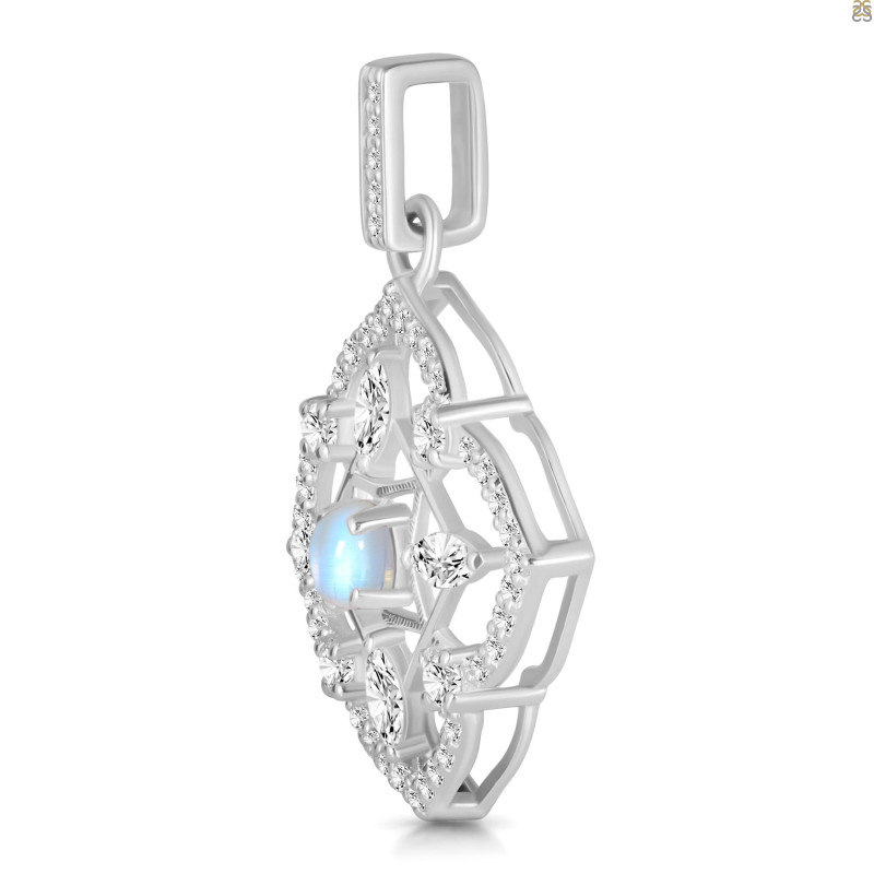 Moonstone & White Topaz Pendant RBM-RDP-797-CZ-LOOP.