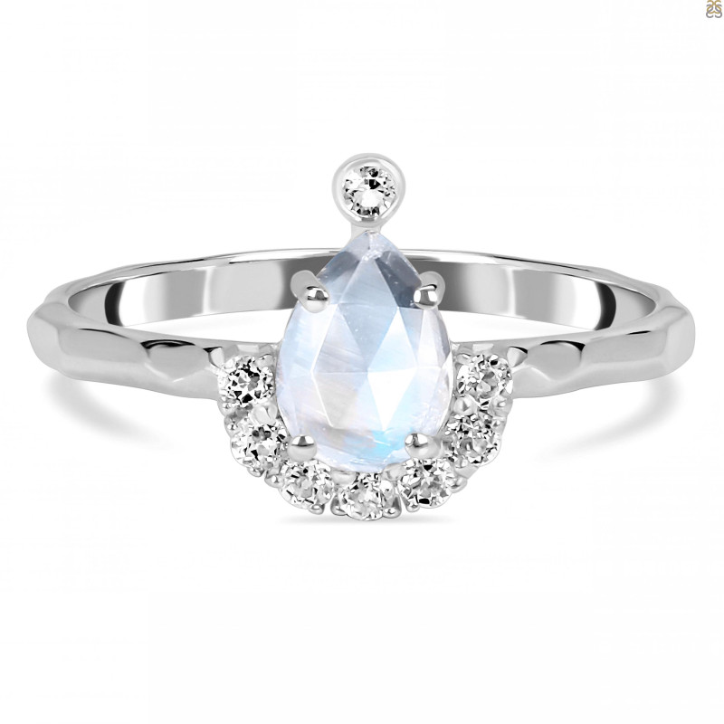 Moonstone & White Topaz Ring RBM-RDR-1622-ROSECUT.