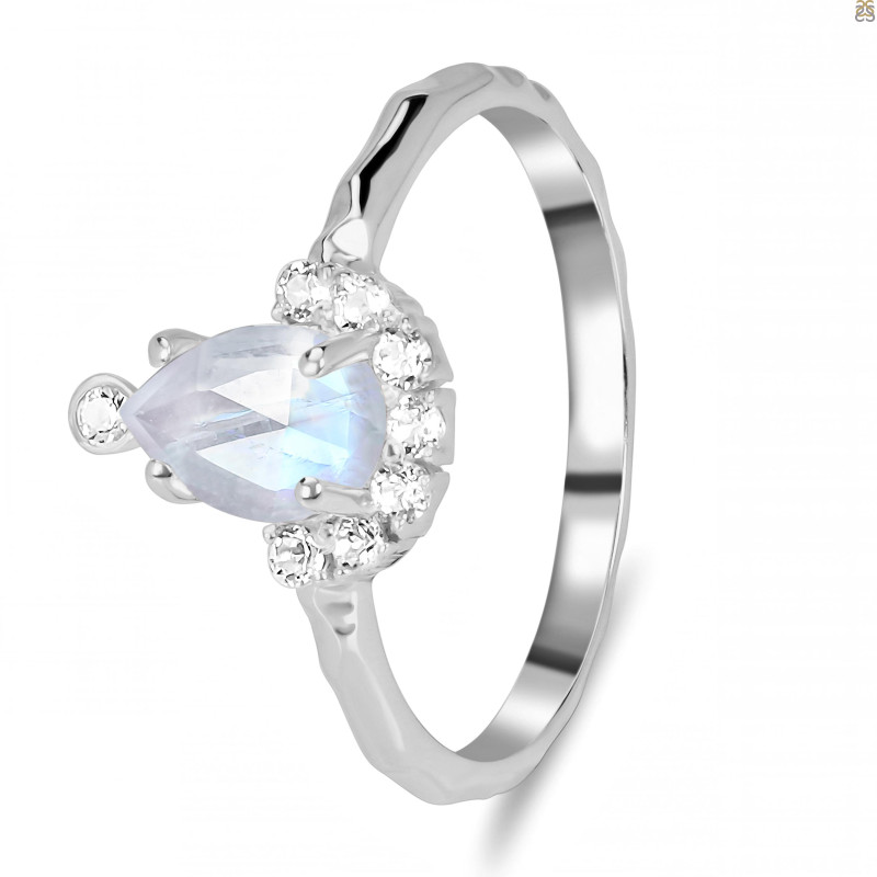 Moonstone & White Topaz Ring RBM-RDR-1622-ROSECUT.