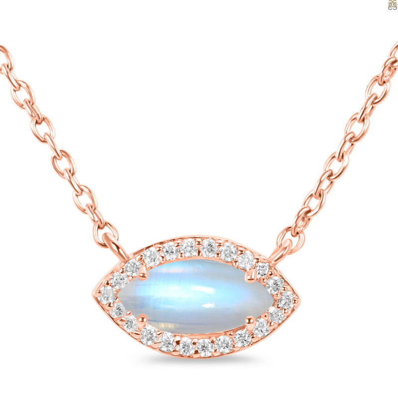 Moonstone & White Topaz Necklace With Adjustable Slider Lock RBM-RN-61.