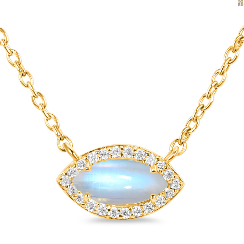 Moonstone & White Topaz Necklace With Adjustable Slider Lock RBM-RN-61.