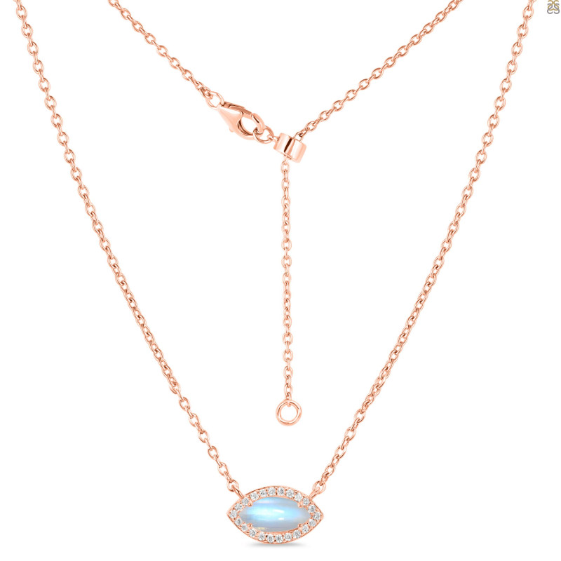 Moonstone & White Topaz Necklace With Adjustable Slider Lock RBM-RN-61.