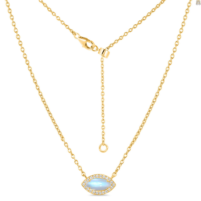 Moonstone & White Topaz Necklace With Adjustable Slider Lock RBM-RN-61.