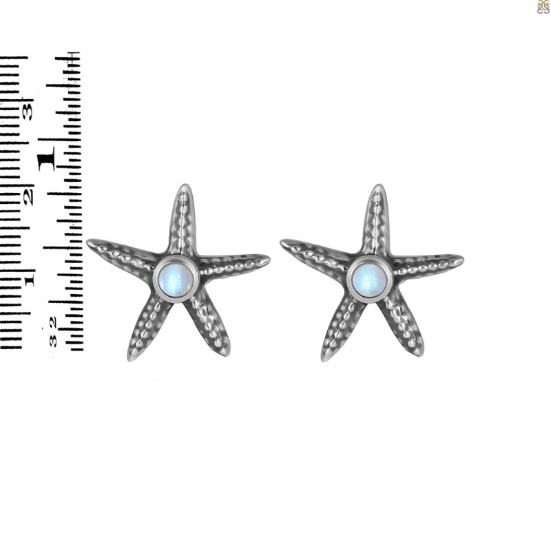 Moonstone Star Fish Stud Earring RBM-RUE-2.