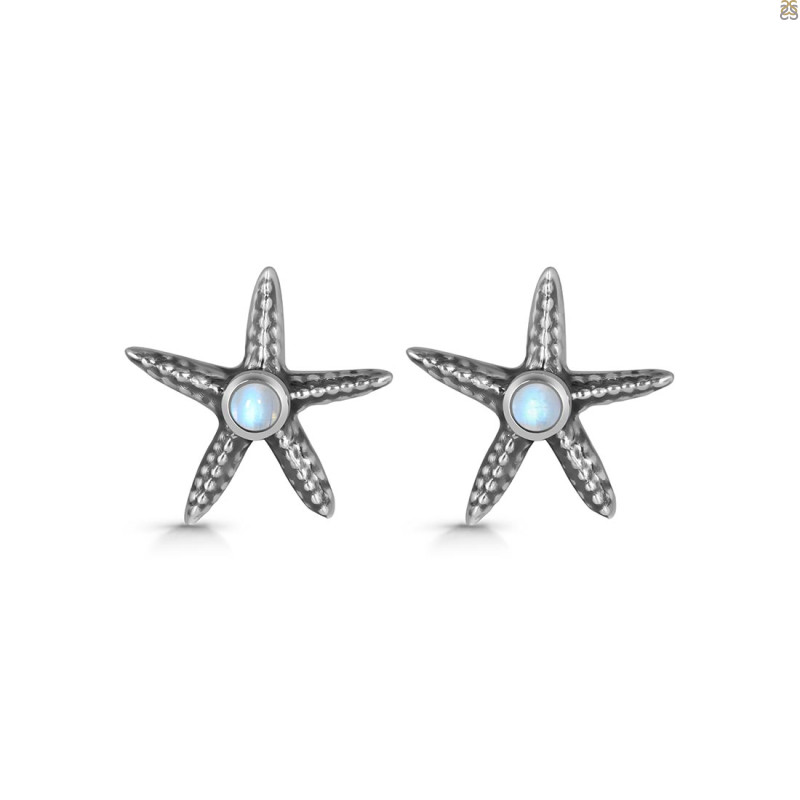 Moonstone Star Fish Stud Earring RBM-RUE-2.
