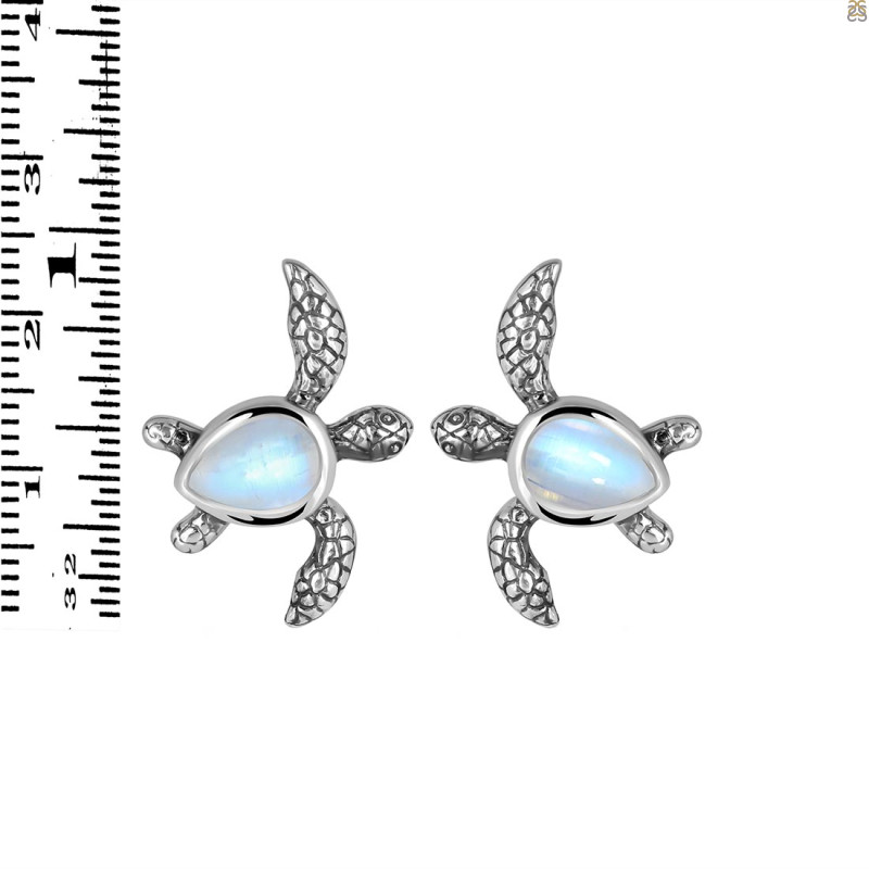 Moonstone Turtle Stud Earring RBM-RUE-3.