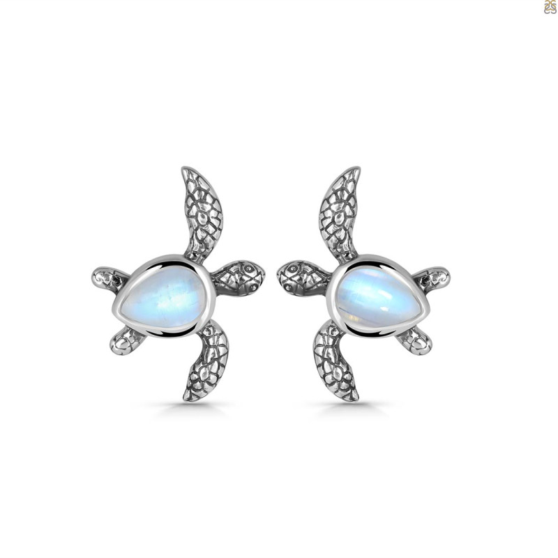 Moonstone Turtle Stud Earring RBM-RUE-3.