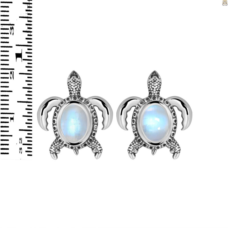 Moonstone Turtle Stud Earring RBM-RUE-4.