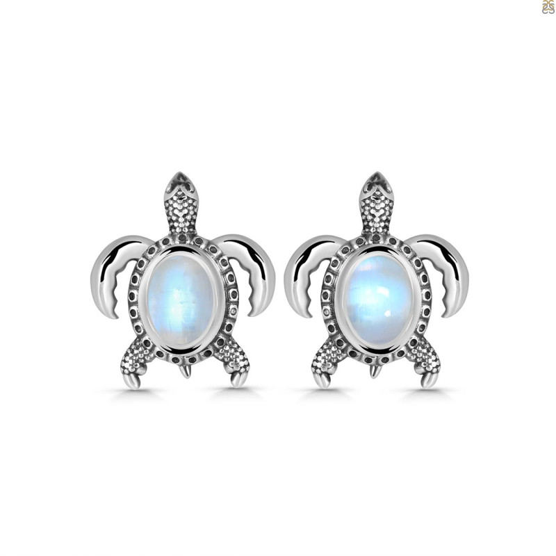 Moonstone Turtle Stud Earring RBM-RUE-4.