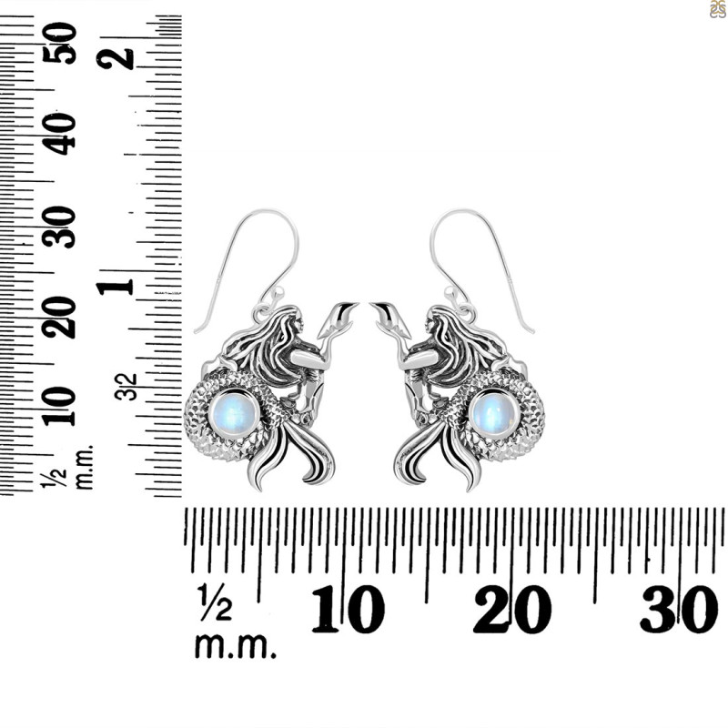 Moonstone Mermaid & Shell Earring RBM-RUE-21.