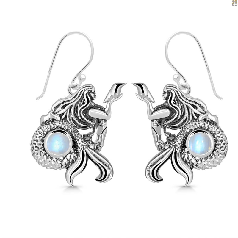 Moonstone Mermaid & Shell Earring RBM-RUE-21.