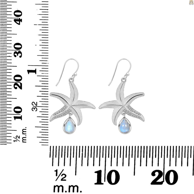Moonstone & White Topaz Star Fish Earring RBM-RUE-31.