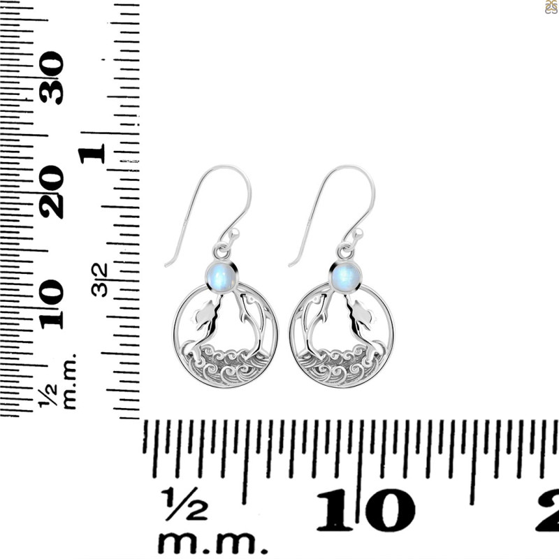 Moonstone Mermaid & Dolphin Earring RBM-RUE-34.
