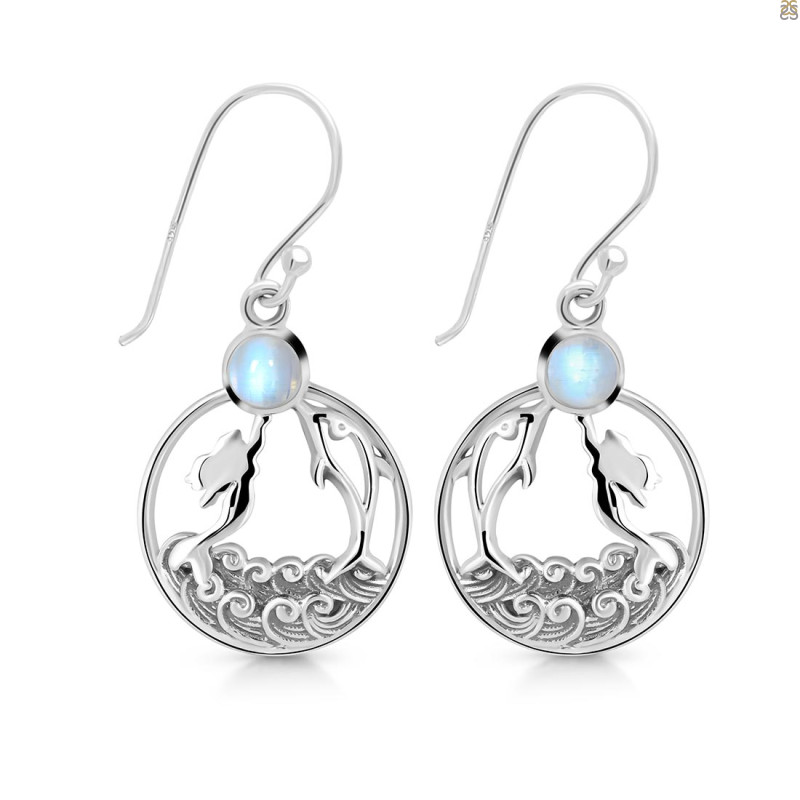 Moonstone Mermaid & Dolphin Earring RBM-RUE-34.