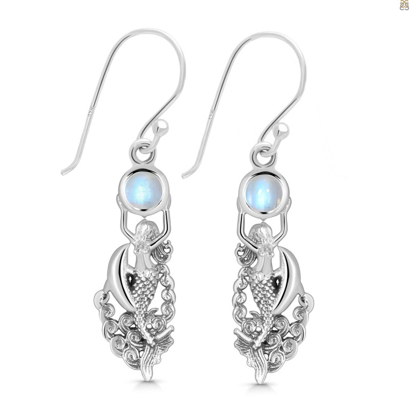 Moonstone Mermaid & Dolphin Earring RBM-RUE-35.