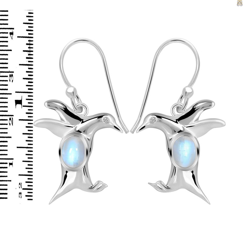 Moonstone & White Topaz Penguin Earring RBM-RUE-40.