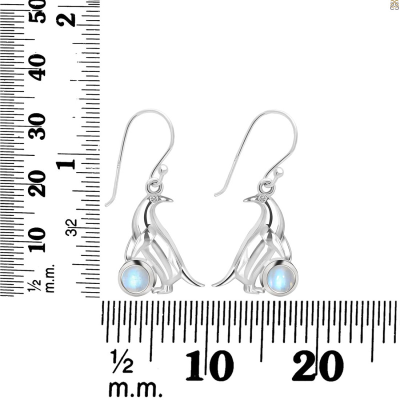 Moonstone & White Topaz Penguin Earring RBM-RUE-44.