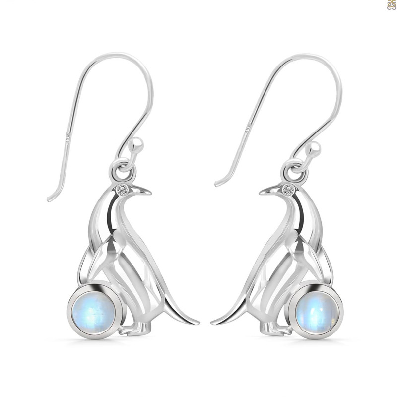 Moonstone & White Topaz Penguin Earring RBM-RUE-44.