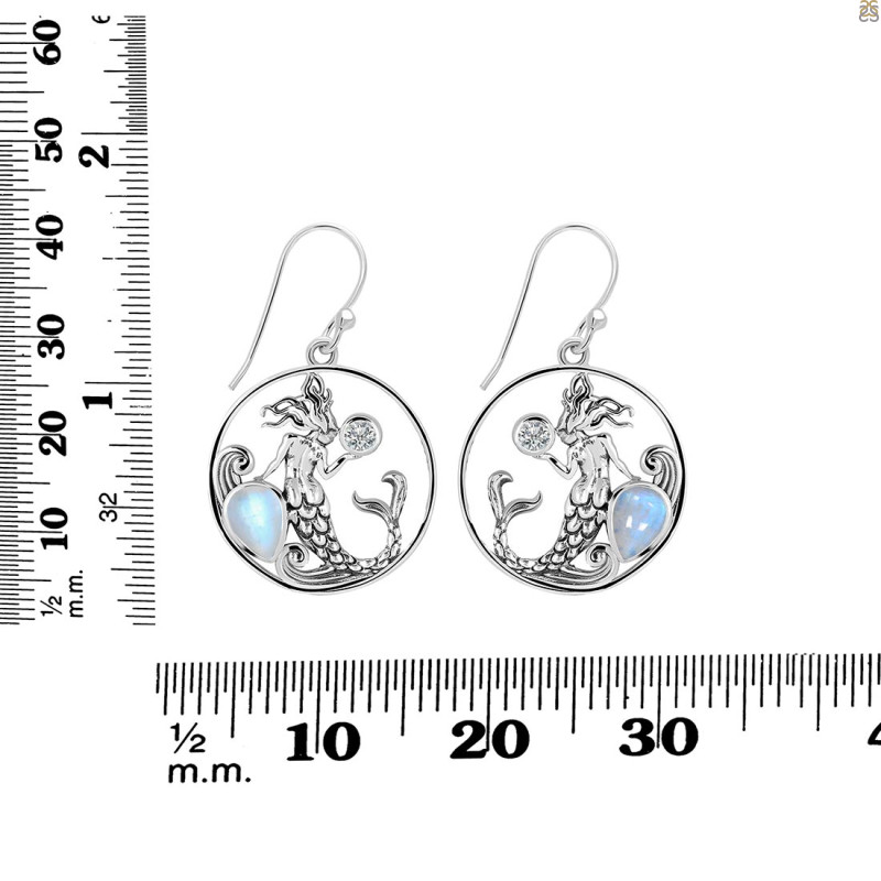 Moonstone & White Topaz Mermaid Earring RBM-RUE-57.