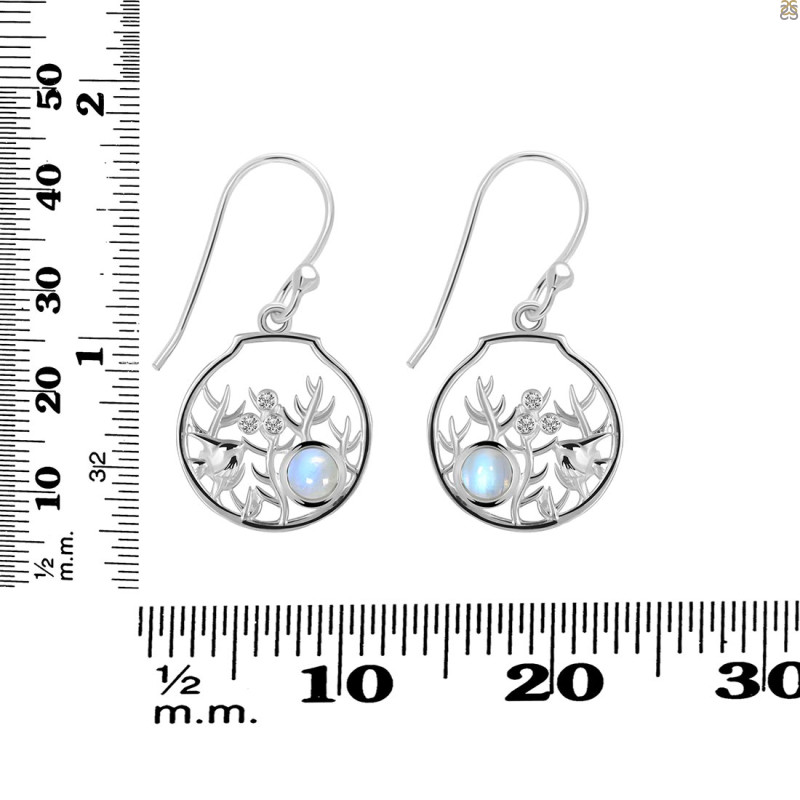 Moonstone & White Topaz Fish Earring RBM-RUE-62.
