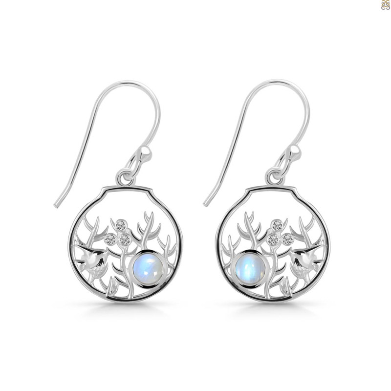 Moonstone & White Topaz Fish Earring RBM-RUE-62.