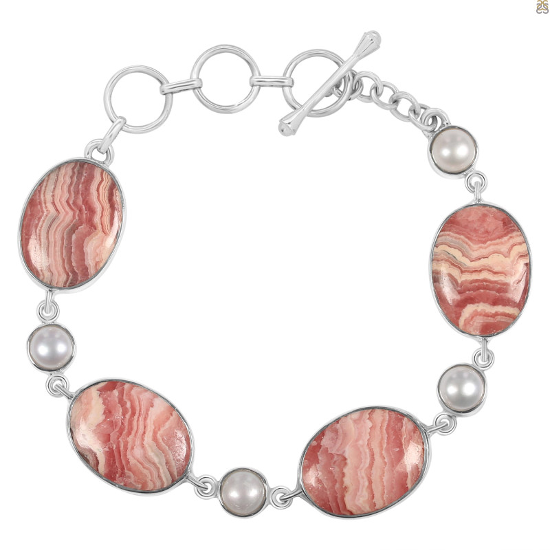 Rhodochrosite/Pearl Bracelet-BSL RDC-11-12