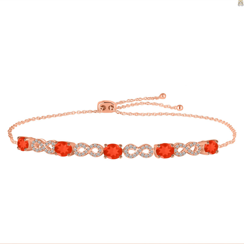 Red Onyx & White Topaz Bracelet With Adjustable Camera Lock ROX-RDB-126.