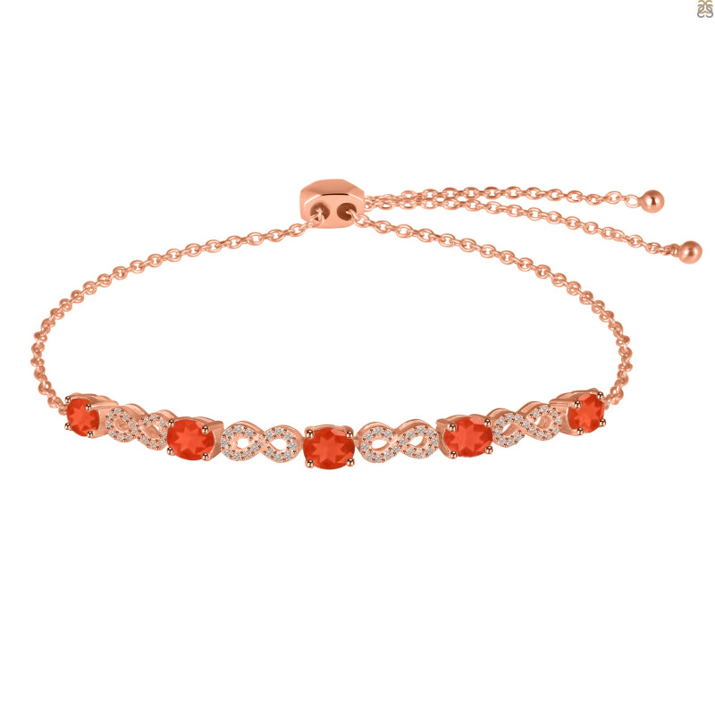 Red Onyx & White Topaz Bracelet With Adjustable Camera Lock ROX-RDB-126.