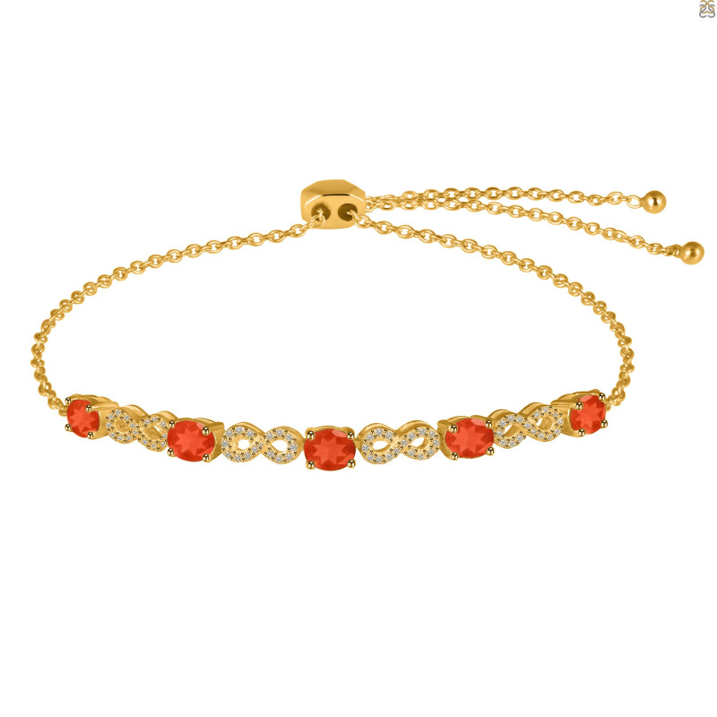 Red Onyx & White Topaz Bracelet With Adjustable Camera Lock ROX-RDB-126.