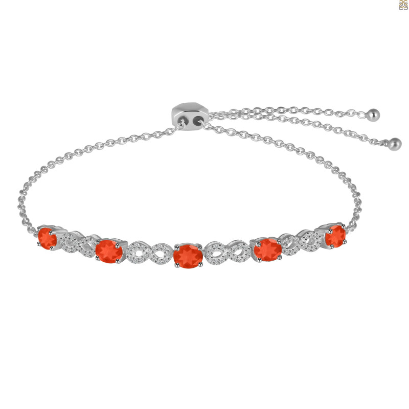 Red Onyx & White Topaz Bracelet With Adjustable Camera Lock ROX-RDB-126.