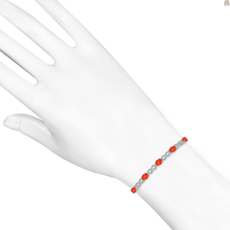 Red Onyx & White Topaz Bracelet With Adjustable Camera Lock ROX-RDB-126.