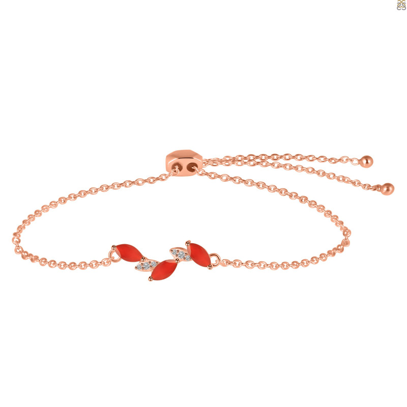 Red Onyx & White Topaz Bracelet With Adjustable Camera Lock ROX-RDB-143.