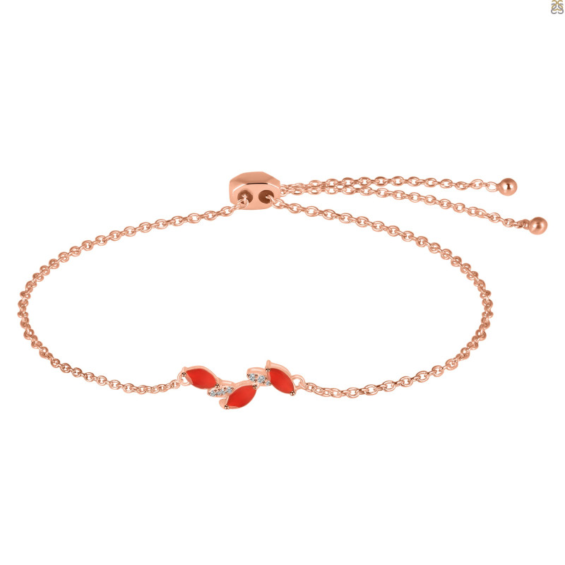 Red Onyx & White Topaz Bracelet With Adjustable Camera Lock ROX-RDB-143.