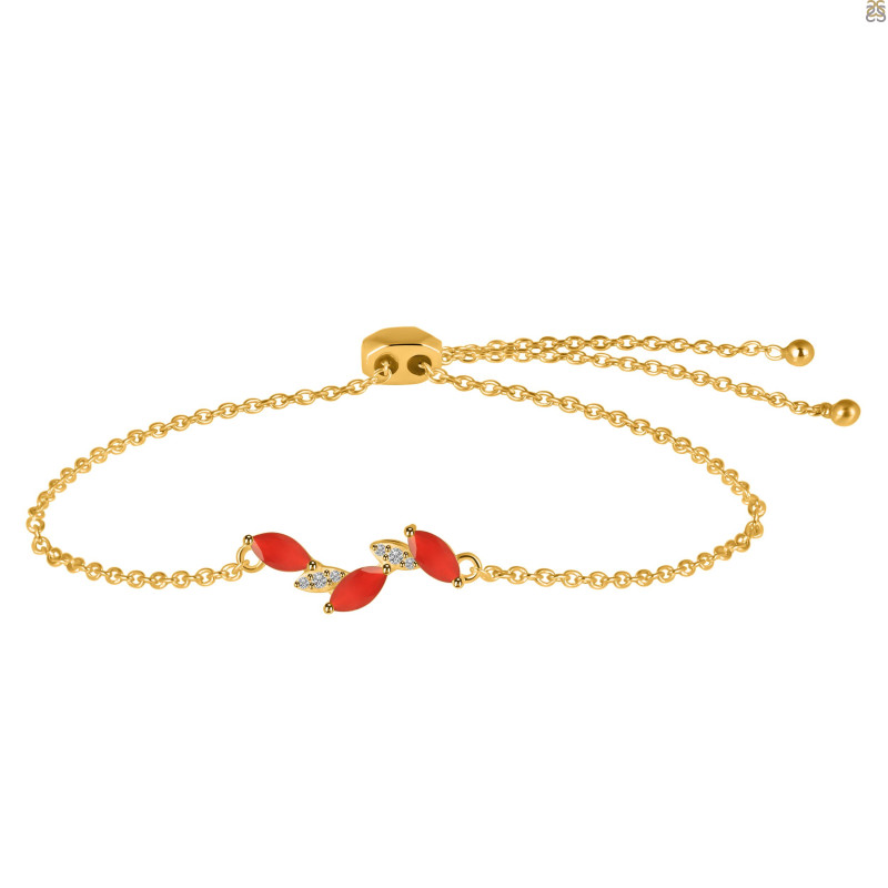 Red Onyx & White Topaz Bracelet With Adjustable Camera Lock ROX-RDB-143.