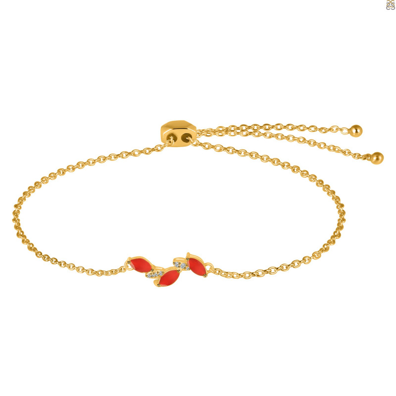 Red Onyx & White Topaz Bracelet With Adjustable Camera Lock ROX-RDB-143.