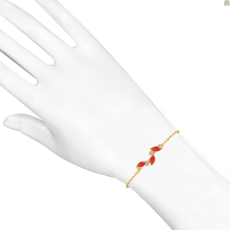 Red Onyx & White Topaz Bracelet With Adjustable Camera Lock ROX-RDB-143.