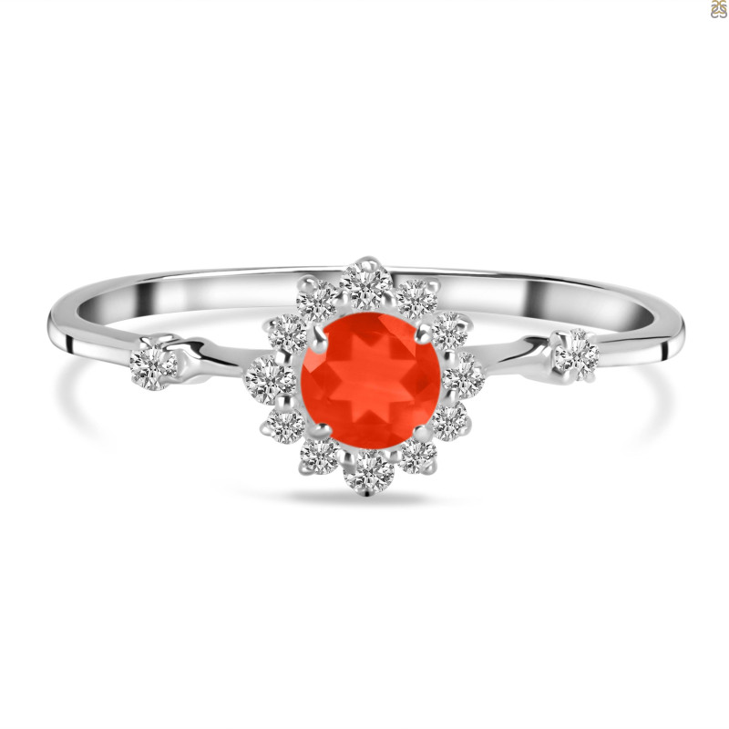 Red Onyx & White Topaz Ring ROX-RDR-1937.