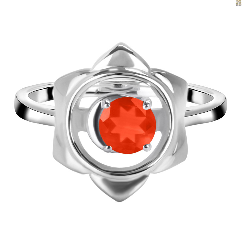 Red Onyx Chakra & Crescent Moon Ring ROX-RDR-2140.