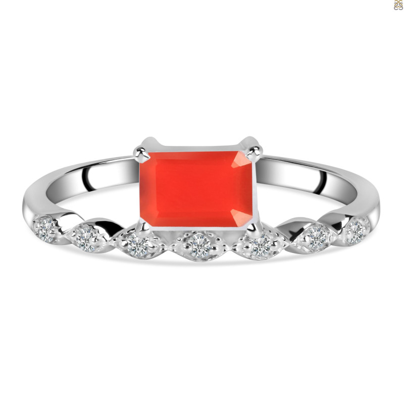 Red Onyx & White Topaz Ring ROX-RDR-2199.