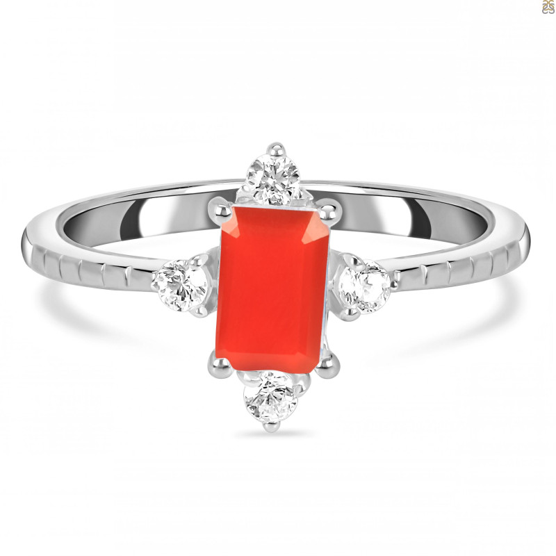 Red Onyx & White Topaz Ring ROX-RDR-2210.