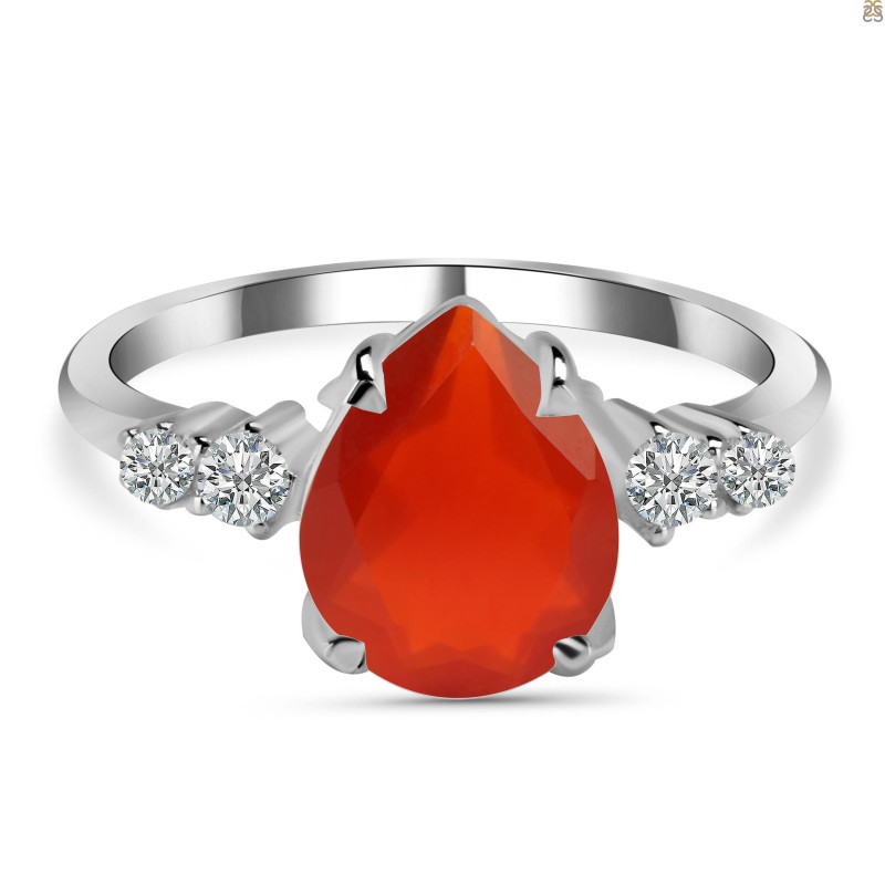 Red Onyx & White Topaz Ring ROX-RDR-2216.