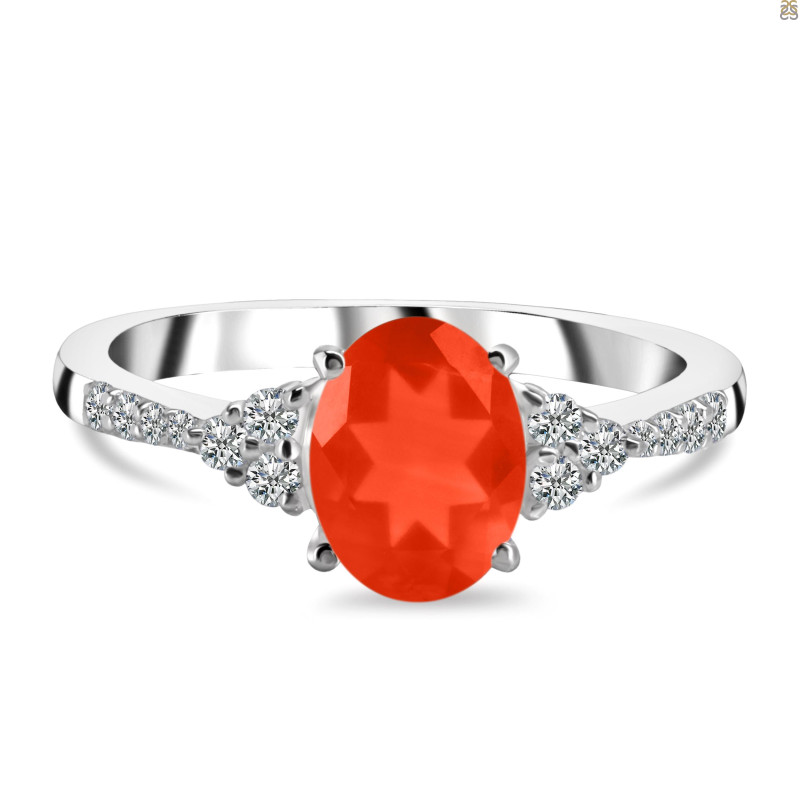 Red Onyx & White Topaz Ring ROX-RDR-2219.
