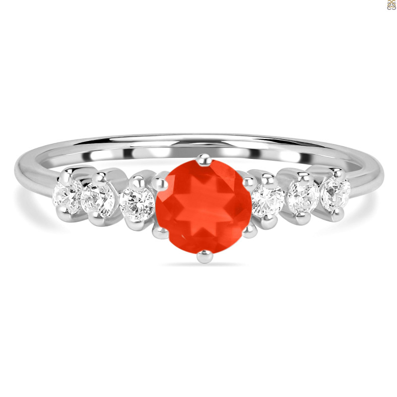 Red Onyx & White Topaz Ring ROX-RDR-2259.