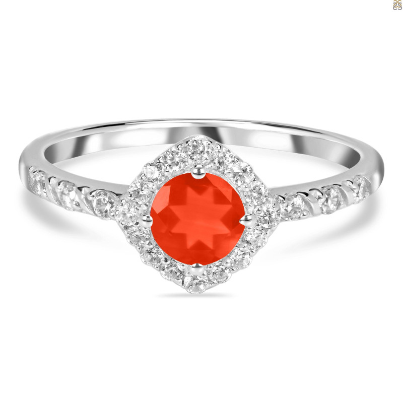 Red Onyx & White Topaz Ring ROX-RDR-2260.