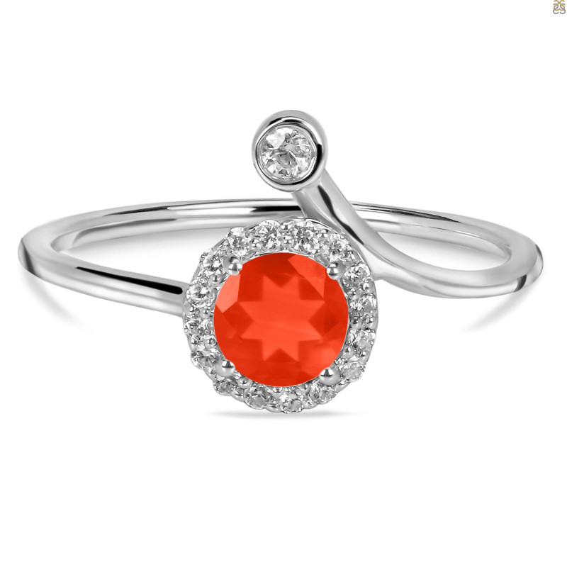 Red Onyx & White Topaz Ring ROX-RDR-2261.