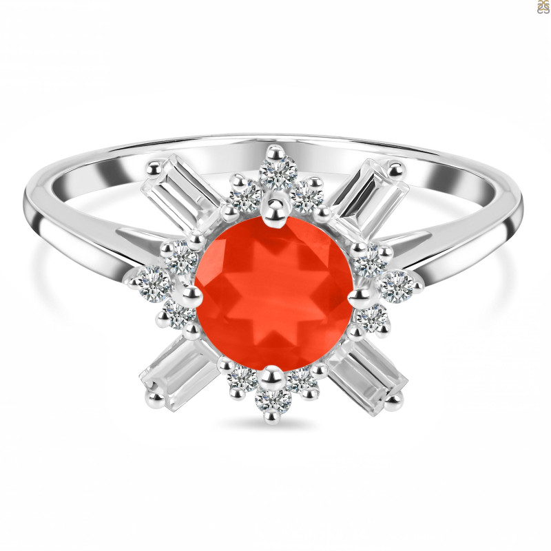Red Onyx & White Topaz Ring ROX-RDR-2264.
